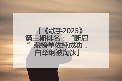 《歌手2025》第三期排名：“断眉”袭榜单依纯成功，白举纲被淘汰