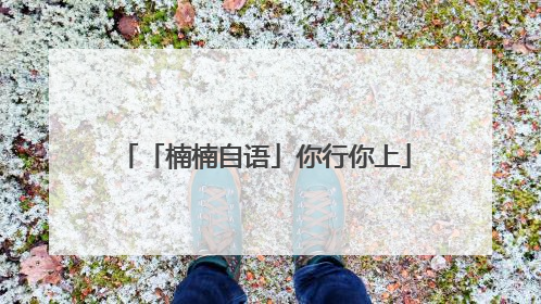 「楠楠自语」你行你上