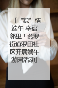 “粽”情端午 幸福邻里！燕罗街道罗田社区开展端午游园活动