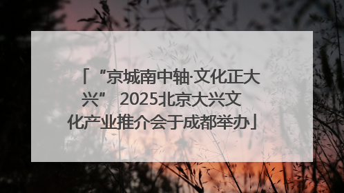 “京城南中轴·文化正大兴” 2025北京大兴文化产业推介会于成都举办