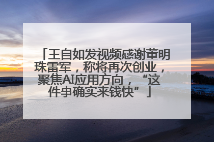 王自如发视频感谢董明珠雷军，称将再次创业，聚焦AI应用方向，“这件事确实来钱快”