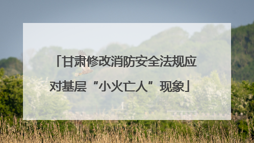甘肃修改消防安全法规应对基层“小火亡人”现象