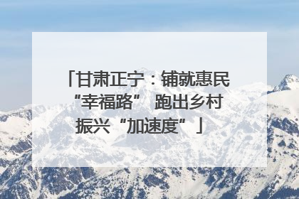 甘肃正宁：铺就惠民“幸福路” 跑出乡村振兴“加速度”