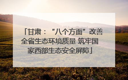甘肃：“八个方面”改善全省生态环境质量 筑牢国家西部生态安全屏障