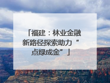 福建：林业金融新路径探索助力“点绿成金”