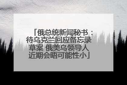 俄总统新闻秘书：待乌克兰回应备忘录草案 俄美乌领导人近期会晤可能性小