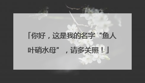 你好，这是我的名字“鱼人叶硝水母”，请多关照！