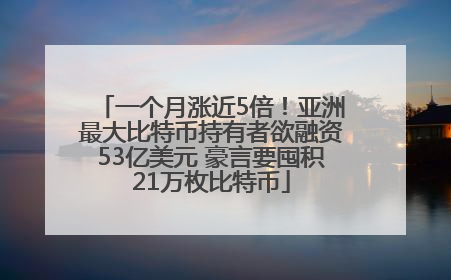 一个月涨近5倍！亚洲最大比特币持有者欲融资53亿美元 豪言要囤积21万枚比特币