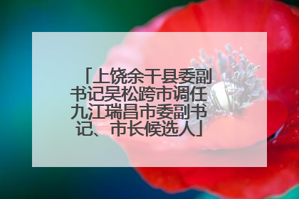 上饶余干县委副书记吴松跨市调任九江瑞昌市委副书记、市长候选人