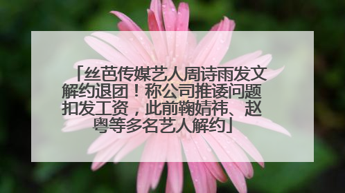 丝芭传媒艺人周诗雨发文解约退团！称公司推诿问题扣发工资，此前鞠婧祎、赵粤等多名艺人解约