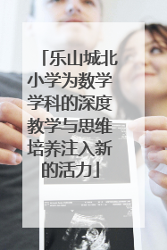 乐山城北小学为数学学科的深度教学与思维培养注入新的活力