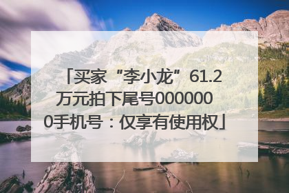 买家“李小龙”61.2万元拍下尾号0000000手机号：仅享有使用权