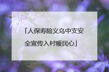 人保寿险义乌中支安全宣传入村暖民心