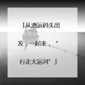 从漕运码头出发，一起来，“行走大运河”