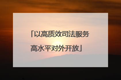 以高质效司法服务高水平对外开放