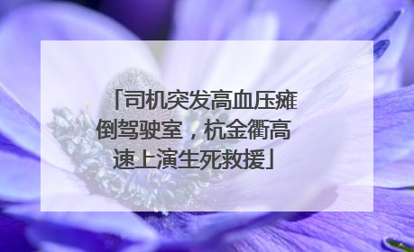 司机突发高血压瘫倒驾驶室，杭金衢高速上演生死救援