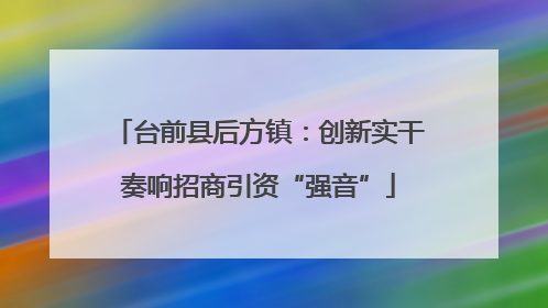 台前县后方镇：创新实干奏响招商引资“强音”