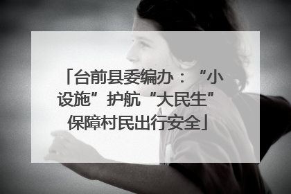 台前县委编办：“小设施”护航“大民生” 保障村民出行安全