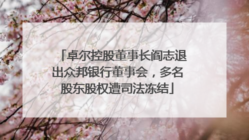 卓尔控股董事长阎志退出众邦银行董事会，多名股东股权遭司法冻结