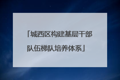 城西区构建基层干部队伍梯队培养体系