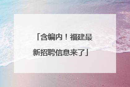 含编内！福建最新招聘信息来了