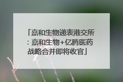 嘉和生物递表港交所：嘉和生物+亿腾医药战略合并即将收官