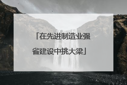 在先进制造业强省建设中挑大梁