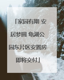 家园有期 安居梦圆 龟湖公园东片区安置房即将交付