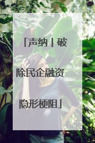 声纳丨破除民企融资隐形梗阻