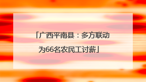 广西平南县：多方联动为66名农民工讨薪