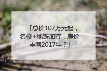 总价107万元起，名校+地铁加持，房价重回2017年？