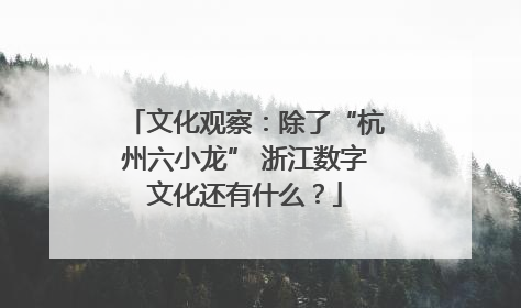 文化观察：除了“杭州六小龙” 浙江数字文化还有什么？