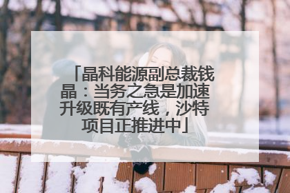 晶科能源副总裁钱晶：当务之急是加速升级既有产线，沙特项目正推进中