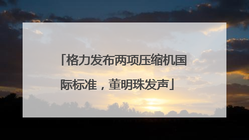 格力发布两项压缩机国际标准，董明珠发声