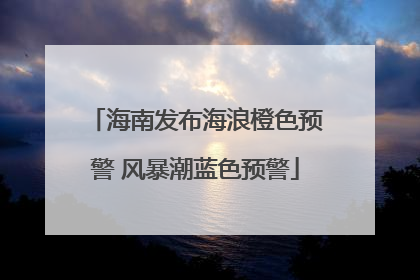 海南发布海浪橙色预警 风暴潮蓝色预警