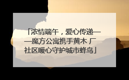 浓情端午，爱心传递——魔方公寓携手黄木 厂社区暖心守护城市蜂鸟