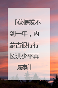 获提拔不到一年，内蒙古银行行长洪少平再履新