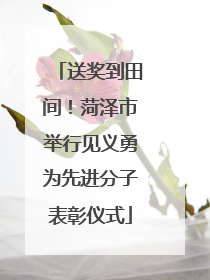 送奖到田间！菏泽市举行见义勇为先进分子表彰仪式