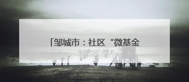 邹城市：社区“微基金”撬动基层“大治理”