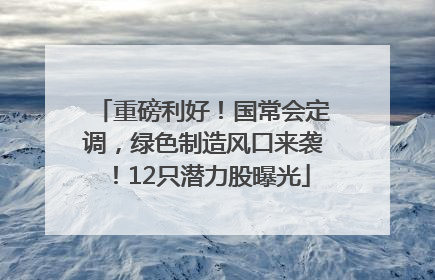 重磅利好！国常会定调，绿色制造风口来袭！12只潜力股曝光