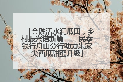 金融活水润瓜田，乡村振兴谱新篇——民泰银行舟山分行助力朱家尖西瓜甜蜜升级
