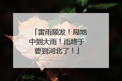 雷雨频发！局地中到大雨！雨终于要到河北了！