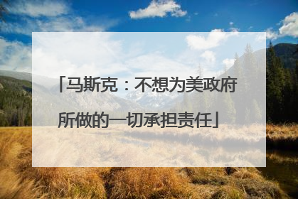 马斯克：不想为美政府所做的一切承担责任